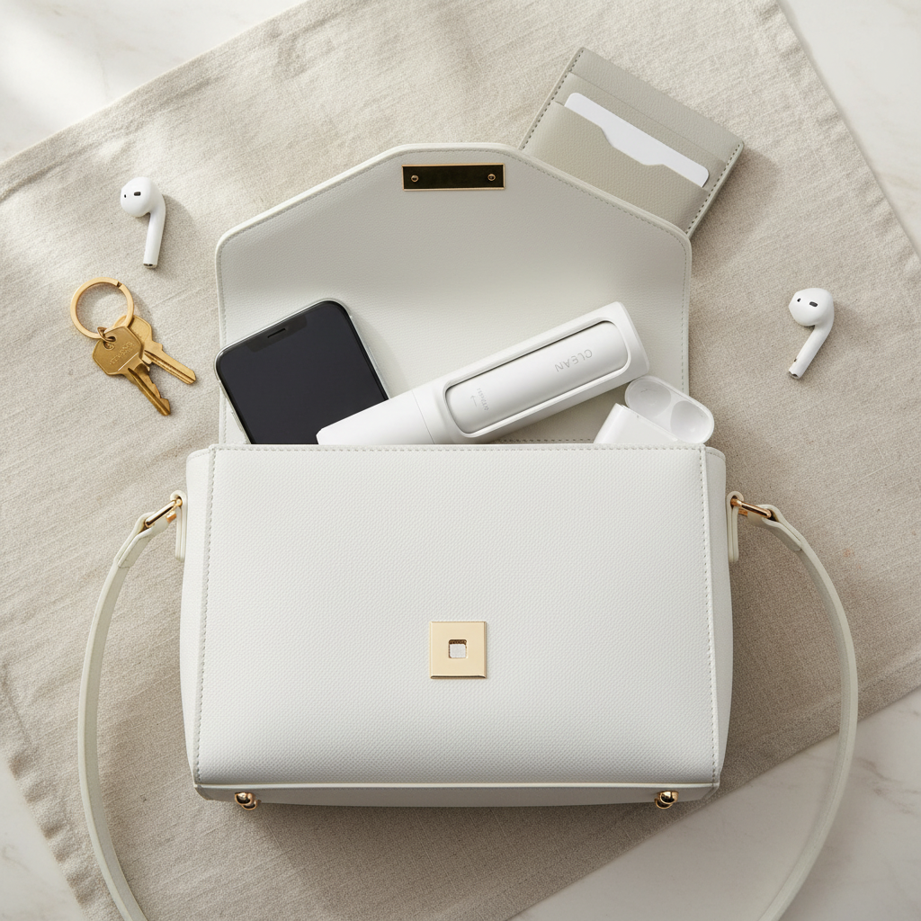 Lint roller in handbag